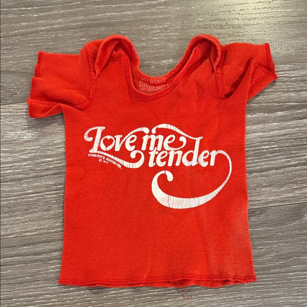 70s vintage RARE baby Elvis baby red shirt “Love Me Tender”